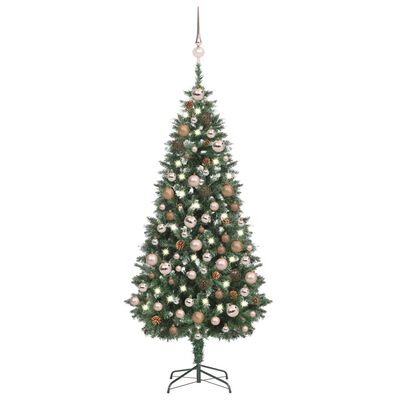 vidaXL Artificial Pre-lit Christmas Tree with Ball Set&Pine Cones 180 cm