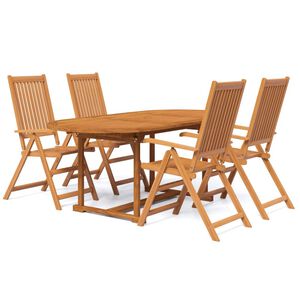 vidaXL 5 Piece Garden Dining Set Solid Wood Acacia 120-170 cm