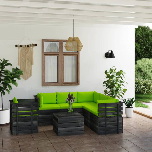 vidaXL 7 Piece Garden Pallet Lounge Set with Cushions Solid Pinewood
