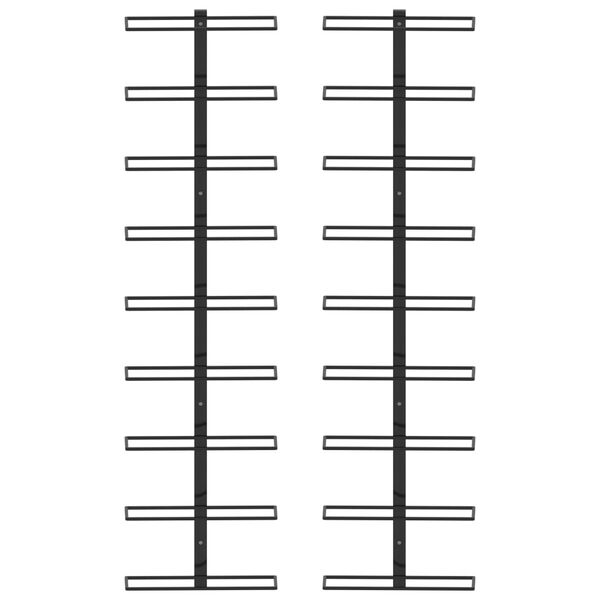 vidaXL Wall-mounted Wine Racks for 18 Bottles 2 pcs Black Iron