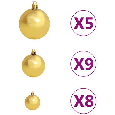 vidaXL Artificial Half Pre-lit Christmas Tree with Ball Set Green 210 cm