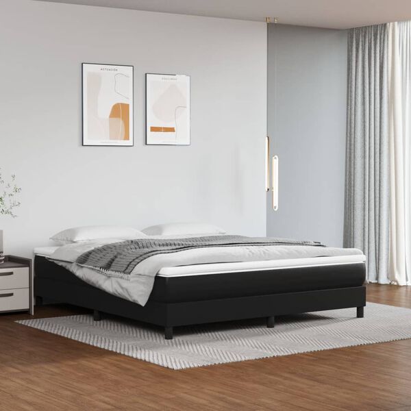vidaXL Bed Frame without Mattress Black 180x200 cm Super King Faux Leather