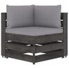 vidaXL 3-Seater Garden Sofa with Cushions Grey Impregnated Wood