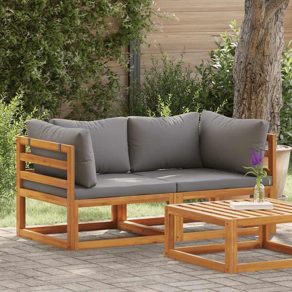 vidaXL Sectional Corner Sofas 2 pcs with Cushions Dark Grey