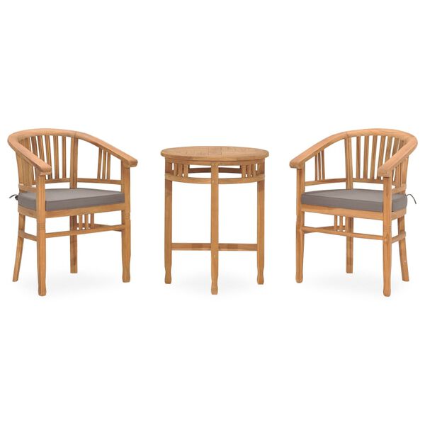 vidaXL 3 Piece Garden Dining Set with Cushions Solid Teak Wood