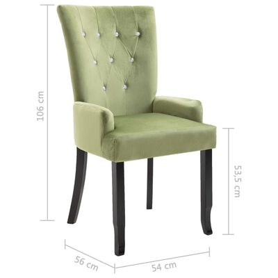 vidaXL Dining Chair with Armrests 4 pcs Light Green Velvet