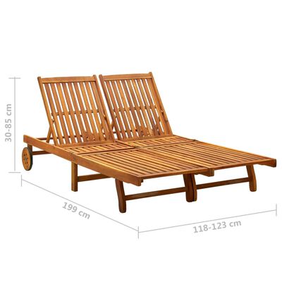 vidaXL 2-Person Sun Lounger Solid Acacia Wood