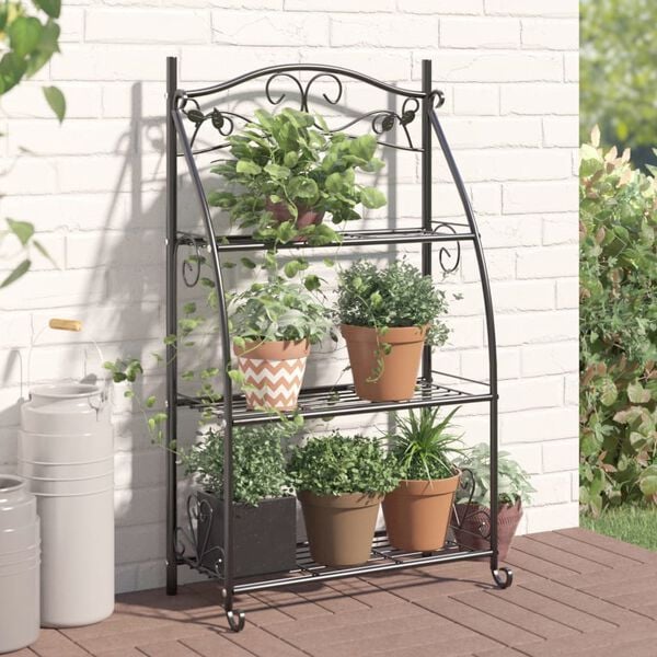 vidaXL Flower Rack Black 56x30x96 cm Steel