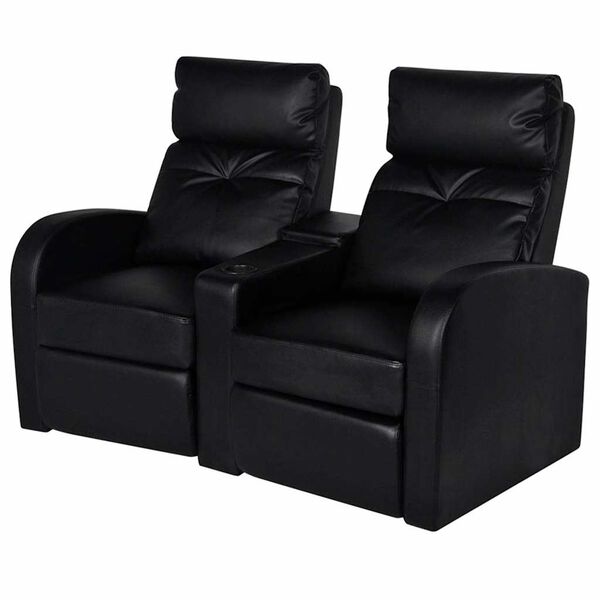 vidaXL LED Recliner 2-Seater Artificial Leather Black