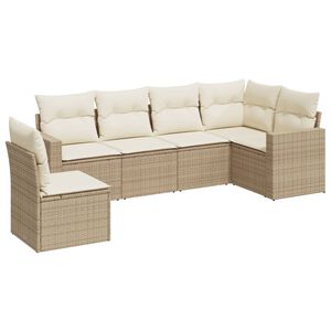vidaXL 6 Piece Garden Sofa Set with Cushions Beige Poly Rattan
