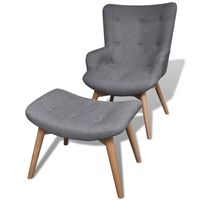 vidaXL Armchair with Footstool Grey Fabric