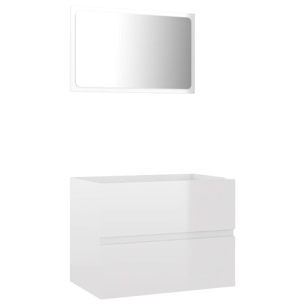 vidaXL 2 Piece Bathroom Furniture Set High Gloss White Engineered Wood