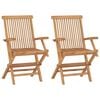 vidaXL Garden Chairs with Blue Cushions 2 pcs Solid Teak Wood