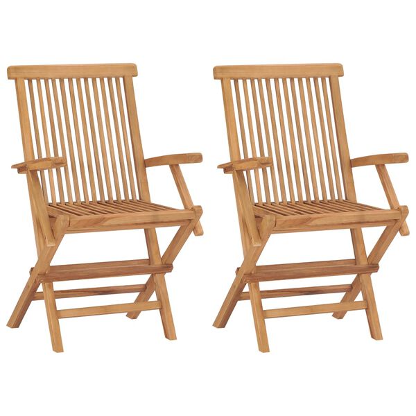 vidaXL Garden Chairs with Blue Cushions 2 pcs Solid Teak Wood