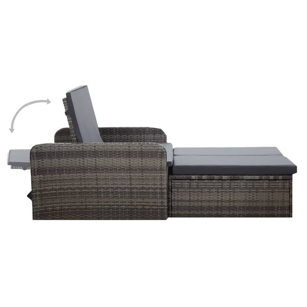 vidaXL 2 Piece Garden Lounge Set with Cushions Poly Rattan Grey
