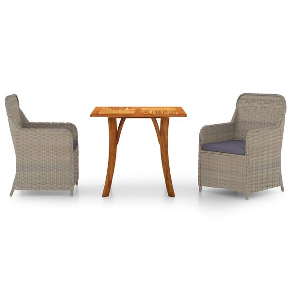 vidaXL 3 Piece Garden Dining Set Brown
