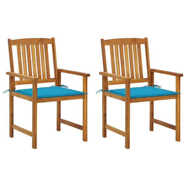 vidaXL Garden Chairs with Cushions 2 pcs Solid Acacia Wood