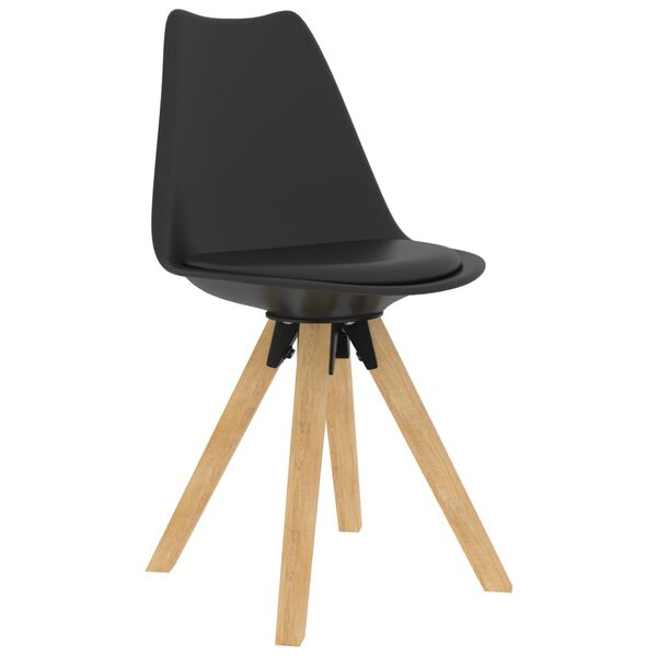 vidaXL Dining Chairs 4 pcs Black PP and Solid Beech Wood