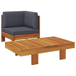 vidaXL Wooden Lounge Set | Natural wood, Dark grey cushions