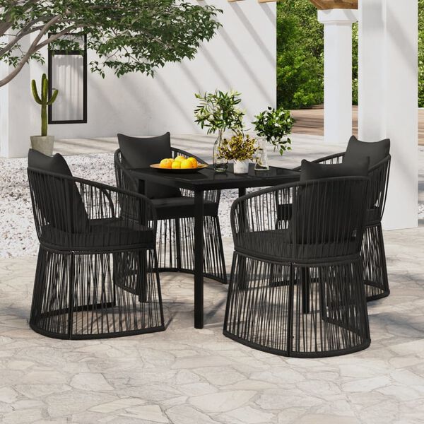 vidaXL 5 Piece Garden Dining Set with Cushions Black