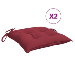 vidaXL Chair Cushions 2 pcs Wine Red 40x40x7 cm Oxford Fabric