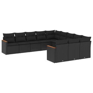vidaXL Patio Sofa Set 11-Seaters Black