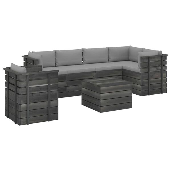 vidaXL 7 Piece Garden Pallet Lounge Set with Cushions Solid Pinewood