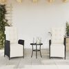 vidaXL Reclining Garden Chairs 2 pcs with Footrest Black Poly Rattan
