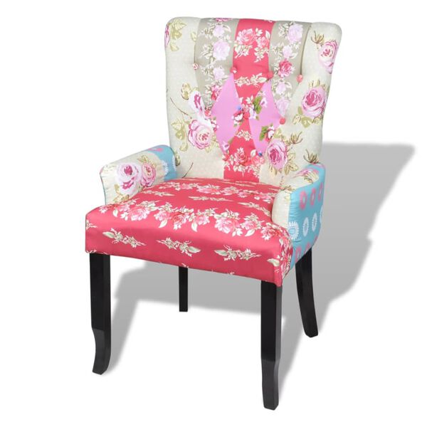 vidaXL French Chair with Patchwork Design Fabric