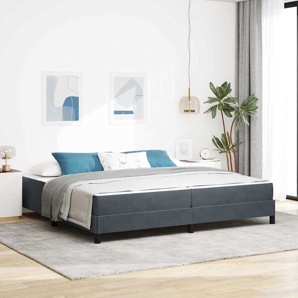 vidaXL Box Spring Bed with Mattress Dark Grey 200 x 200 cm Fabric