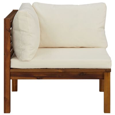 vidaXL Corner Sofas 2 pcs with Cream White Cushions Solid Acacia Wood
