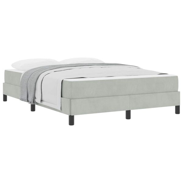 vidaXL Box Spring Bed with Mattress Light Grey 160 x 200 cm Fabric