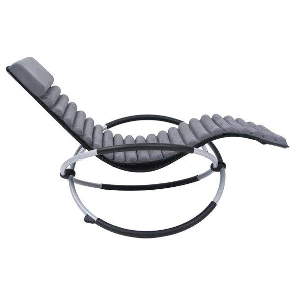 vidaXL Outdoor Sun Lounger with Cushion Steel Grey