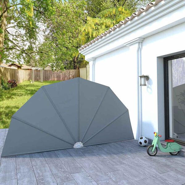 vidaXL Collapsible Terrace Side Awning Grey 200 cm