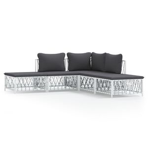 vidaXL Garden Lounge Set | White | Woven fabric, powder-coated steel, textilene