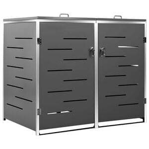 vidaXL Double Wheelie Bin Shed 138x77.5x115 cm Stainless Steel