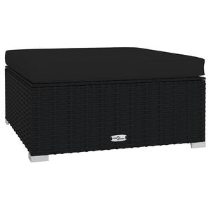 vidaXL Garden Footrest | Black | PE rattan, powder-coated steel, plastic