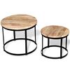 vidaXL Two Piece Coffee Table Set Rough Mango Wood Round 40 cm/50 cm