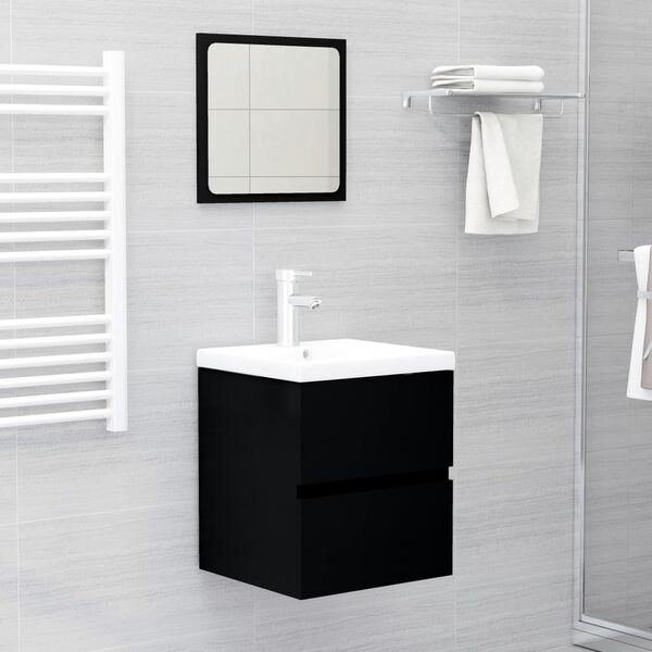 vidaXL Bathroom Furniture Set Black Engineered Wood