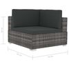 vidaXL Sectional Corner Chairs 2 pcs with Cushions Poly Rattan Grey