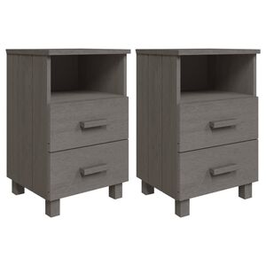 vidaXL Bedside Cabinet | Set of 2 | Light grey | Solid pinewood, MDF | Standard