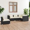 vidaXL 5 Piece Garden Lounge Set with Cushions Poly Rattan Black