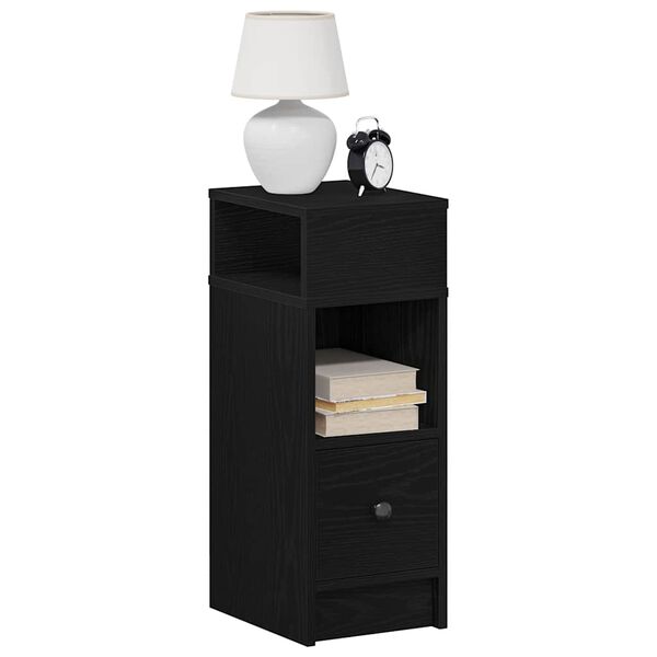 vidaXL Bedside Cabinet with Drawer Black 25x31x66 cm