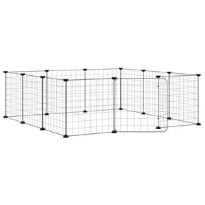 vidaXL 12-Panel Pet Cage with Door Black 35x35 cm Steel