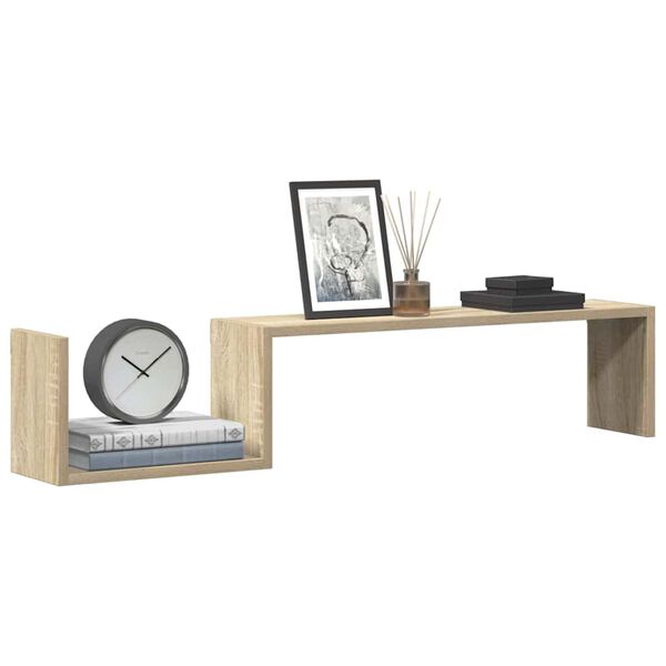 vidaXL Wall Shelf 2 pcs Sonoma Oak 100x15x20 cm Engineered Wood