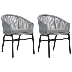 vidaXL Garden Chairs 2 pcs Grey PE Rattan