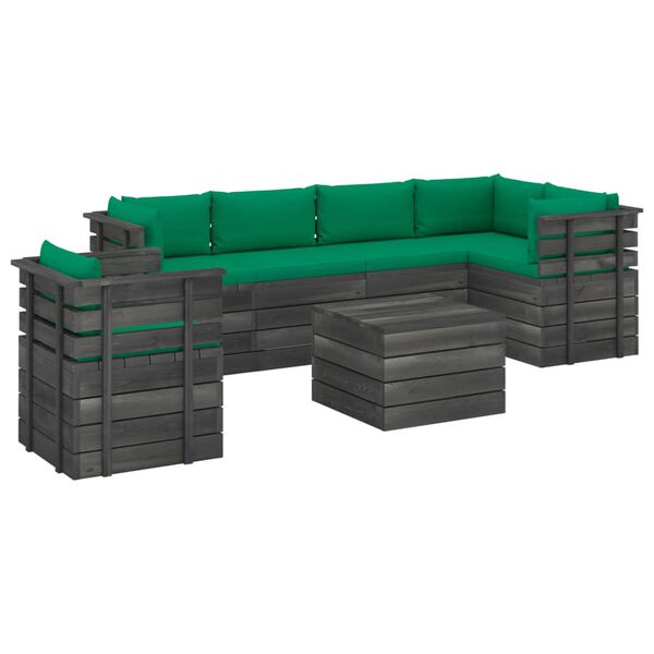 vidaXL 7 Piece Garden Pallet Lounge Set with Cushions Solid Pinewood