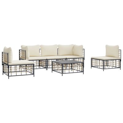 vidaXL 6 Piece Garden Lounge Set with Cushions Anthracite Poly Rattan