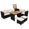 vidaXL 7 Piece Garden Lounge Set with Cushions Poly Rattan Black