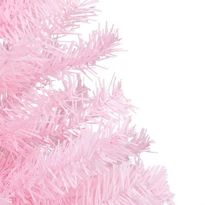 vidaXL Artificial Pre-lit Christmas Tree with Stand Pink 180 cm PVC